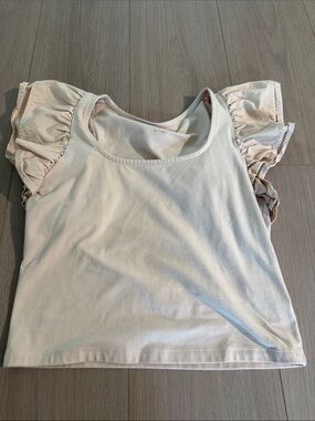a new day Cream Ruffle Sleeve Crop Top